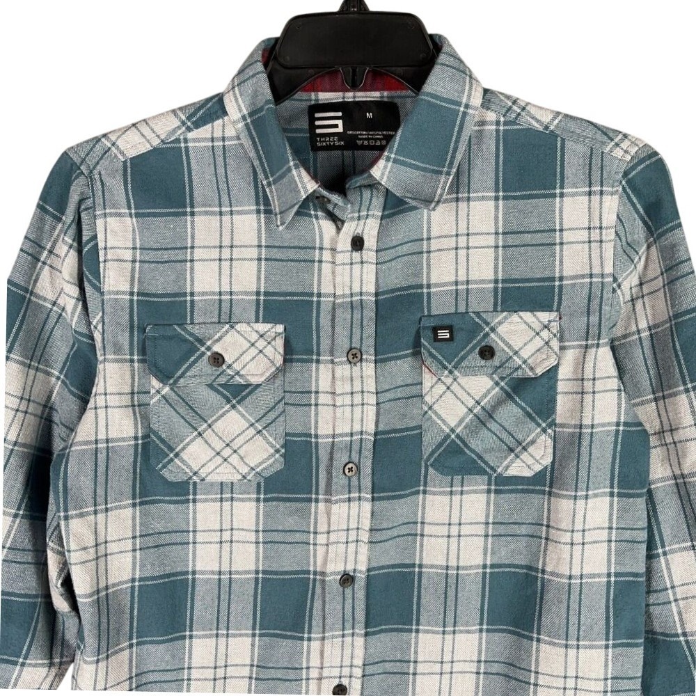 Three Sixty Six Golf Shirt Mens M Plaid Flannel Casual Button-Down Outdoor